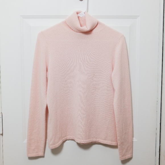 Neiman Marcus Cashmere Collection Light Pink Turtleneck Pullover Women's Medium - Picture 1 of 3